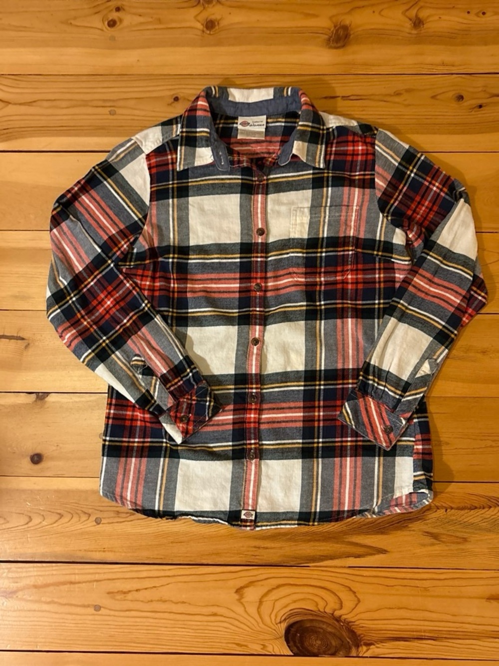 Dickies Women's Red and Navy Plaid Shirt